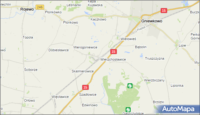 mapa Wierzchosławice gmina Gniewkowo, Wierzchosławice gmina Gniewkowo na mapie Targeo
