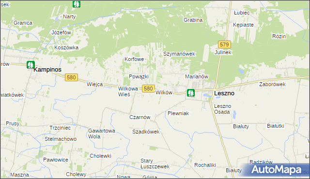 mapa Wilków gmina Leszno, Wilków gmina Leszno na mapie Targeo