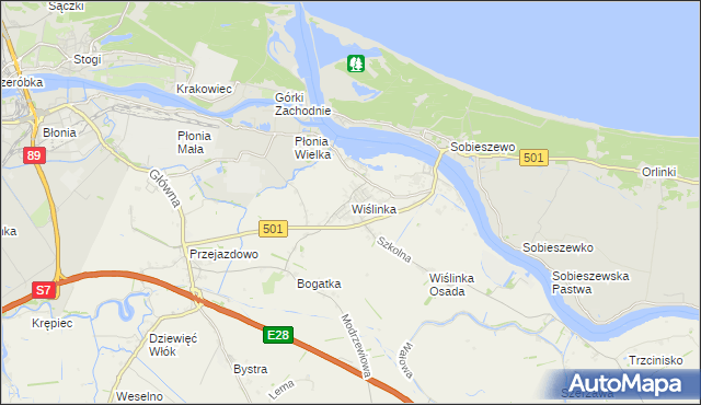 mapa Wiślinka, Wiślinka na mapie Targeo