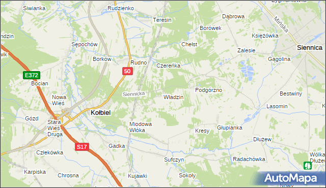 mapa Władzin, Władzin na mapie Targeo
