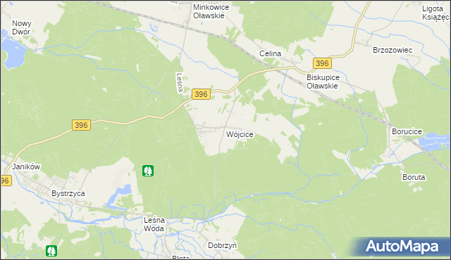 mapa Wójcice gmina Jelcz-Laskowice, Wójcice gmina Jelcz-Laskowice na mapie Targeo
