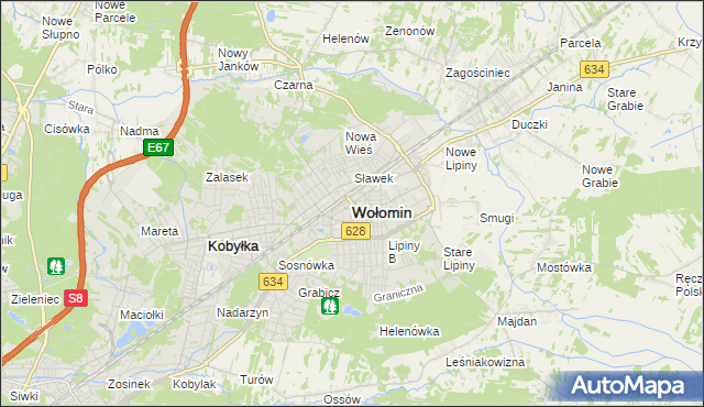 mapa Wołomin, Wołomin na mapie Targeo