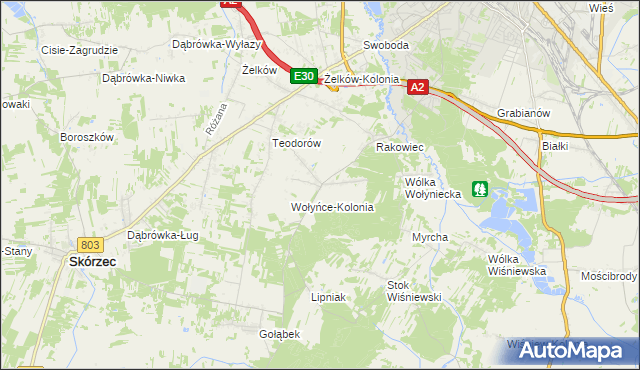 mapa Wołyńce gmina Siedlce, Wołyńce gmina Siedlce na mapie Targeo
