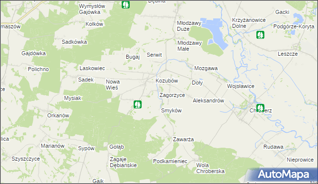 mapa Zagorzyce gmina Pińczów, Zagorzyce gmina Pińczów na mapie Targeo