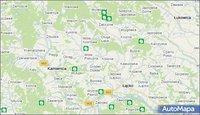 mapa Zagorzyn gmina Łącko, Zagorzyn gmina Łącko na mapie Targeo
