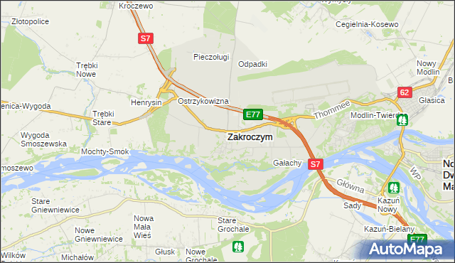 mapa Zakroczym, Zakroczym na mapie Targeo