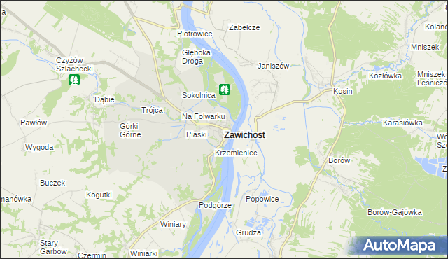 mapa Zawichost, Zawichost na mapie Targeo