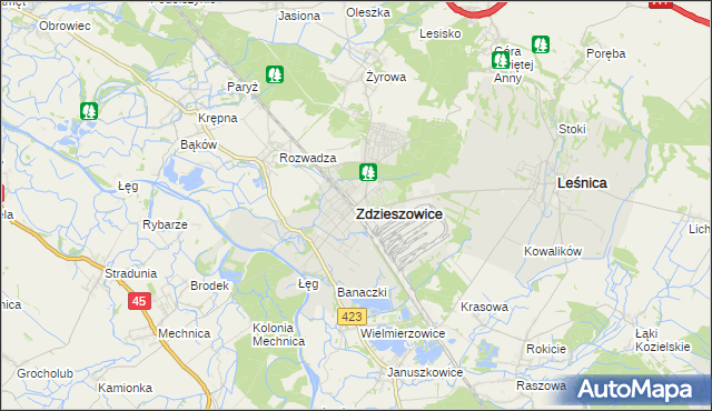 mapa Zdzieszowice, Zdzieszowice na mapie Targeo