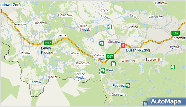 mapa Zielone Ludowe, Zielone Ludowe na mapie Targeo