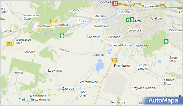 mapa Żółtańce, Żółtańce na mapie Targeo