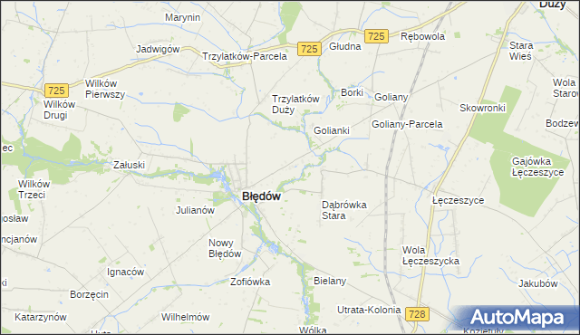 mapa Dąbrówka Nowa gmina Błędów, Dąbrówka Nowa gmina Błędów na mapie Targeo
