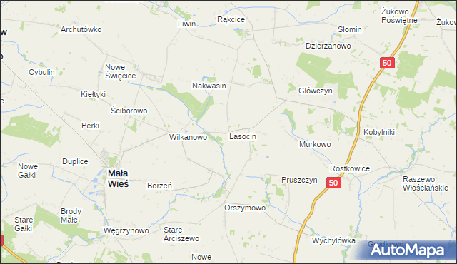 mapa Lasocin gmina Mała Wieś, Lasocin gmina Mała Wieś na mapie Targeo