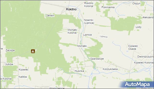 mapa Michałki gmina Rokitno, Michałki gmina Rokitno na mapie Targeo