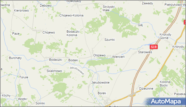mapa Olszewo gmina Boćki, Olszewo gmina Boćki na mapie Targeo