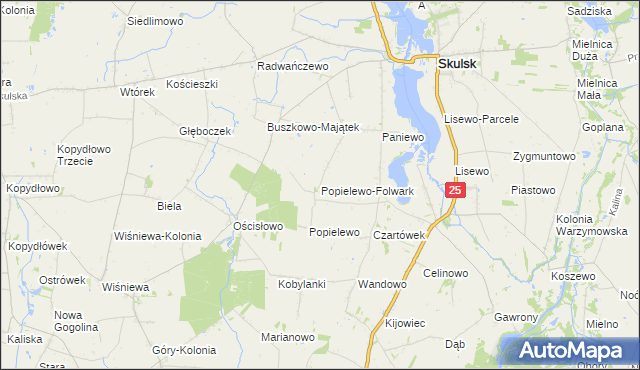 mapa Popielewo-Folwark, Popielewo-Folwark na mapie Targeo