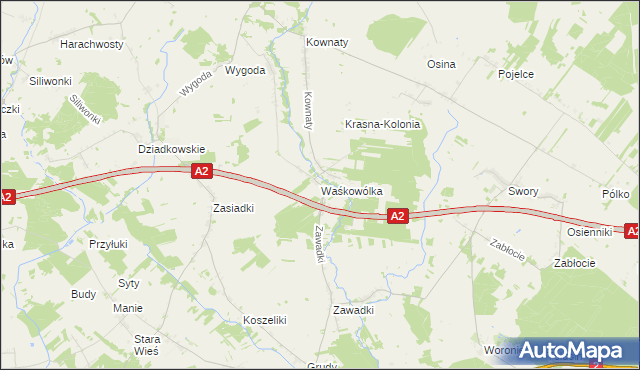 mapa Waśkowólka, Waśkowólka na mapie Targeo