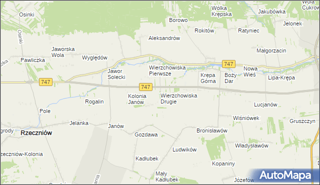 mapa Wierzchowiska Drugie gmina Sienno, Wierzchowiska Drugie gmina Sienno na mapie Targeo