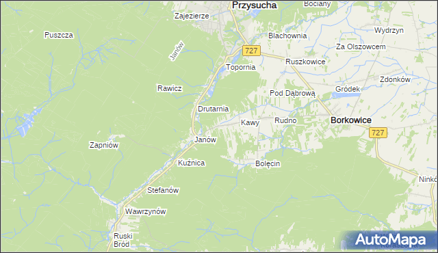 mapa Wymysłów gmina Borkowice, Wymysłów gmina Borkowice na mapie Targeo