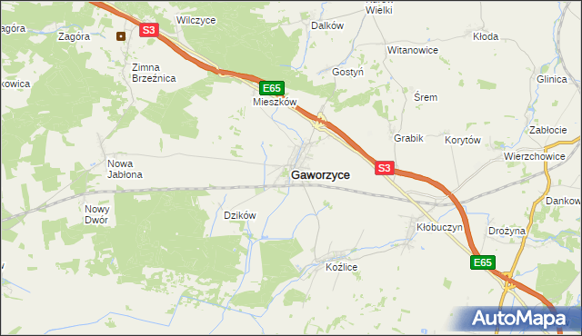 mapa Gaworzyce, Gaworzyce na mapie Targeo
