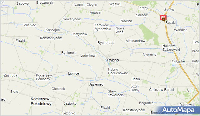 mapa Kamieńszczyzna gmina Rybno, Kamieńszczyzna gmina Rybno na mapie Targeo