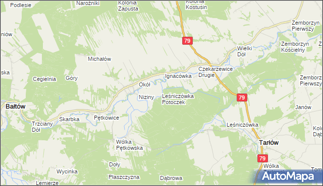 mapa Leśniczówka Potoczek gmina Bałtów, Leśniczówka Potoczek gmina Bałtów na mapie Targeo