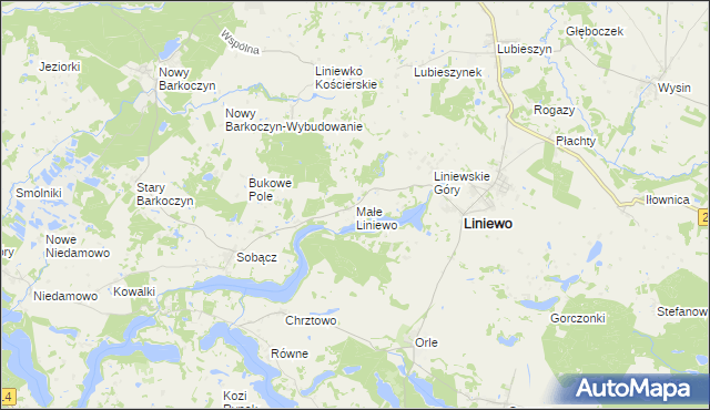mapa Małe Liniewo, Małe Liniewo na mapie Targeo