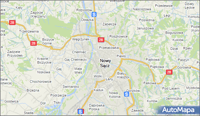 mapa Nowego Sącza, Nowy Sącz na mapie Targeo