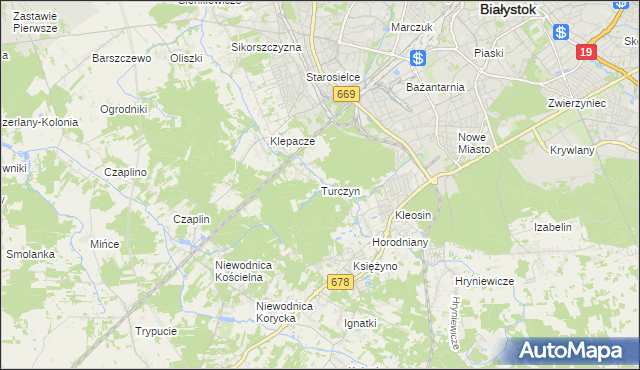 mapa Turczyn gmina Choroszcz, Turczyn gmina Choroszcz na mapie Targeo