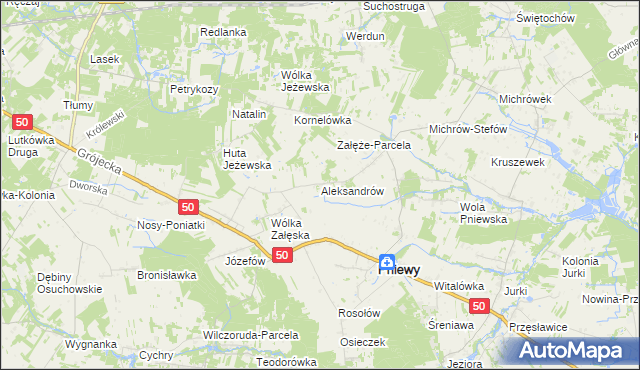 mapa Aleksandrów gmina Pniewy, Aleksandrów gmina Pniewy na mapie Targeo