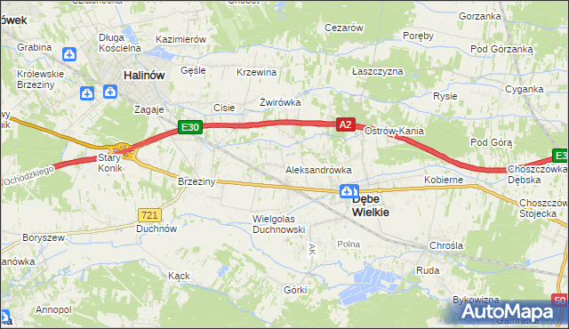 mapa Aleksandrówka gmina Dębe Wielkie, Aleksandrówka gmina Dębe Wielkie na mapie Targeo