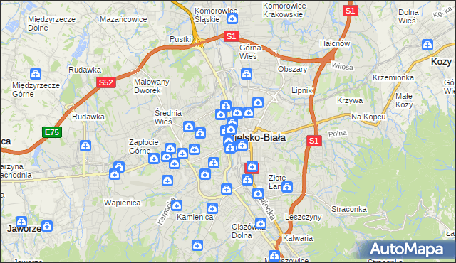 mapa Bielsko-Białej, Bielsko-Biała na mapie Targeo