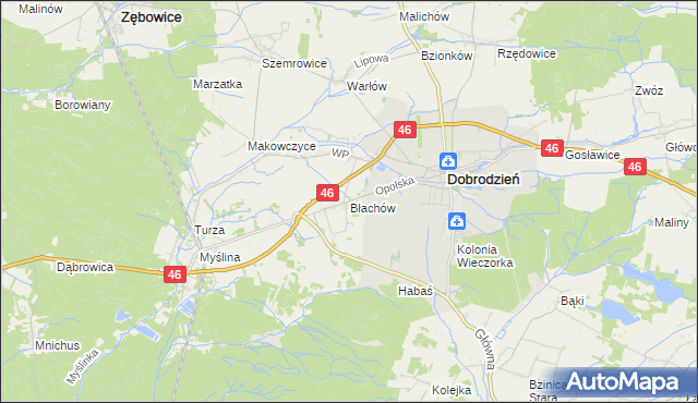 mapa Błachów, Błachów na mapie Targeo