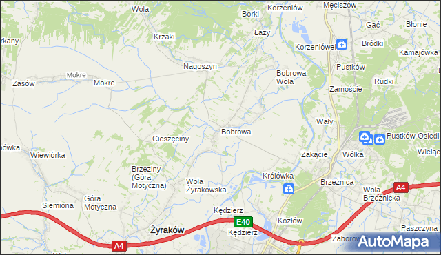 mapa Bobrowa gmina Żyraków, Bobrowa gmina Żyraków na mapie Targeo
