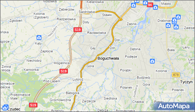 mapa Boguchwała powiat rzeszowski, Boguchwała powiat rzeszowski na mapie Targeo