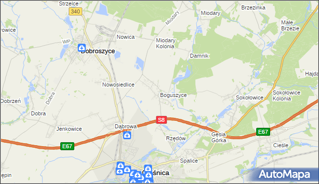 mapa Boguszyce gmina Oleśnica, Boguszyce gmina Oleśnica na mapie Targeo