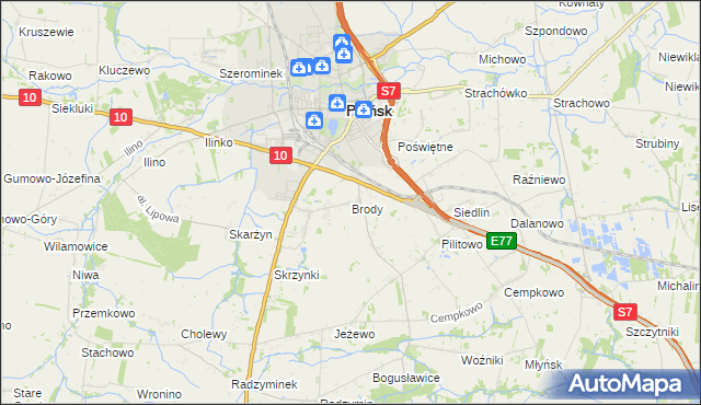 mapa Brody gmina Płońsk, Brody gmina Płońsk na mapie Targeo