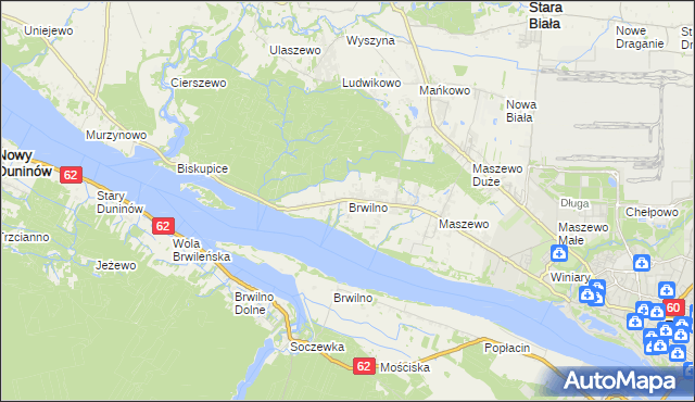 mapa Brwilno gmina Stara Biała, Brwilno gmina Stara Biała na mapie Targeo