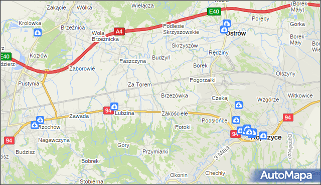 mapa Brzezówka gmina Ropczyce, Brzezówka gmina Ropczyce na mapie Targeo