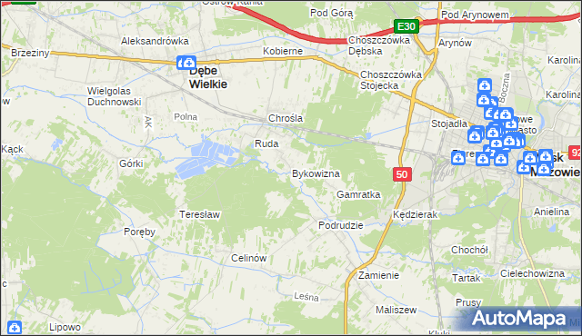 mapa Bykowizna, Bykowizna na mapie Targeo