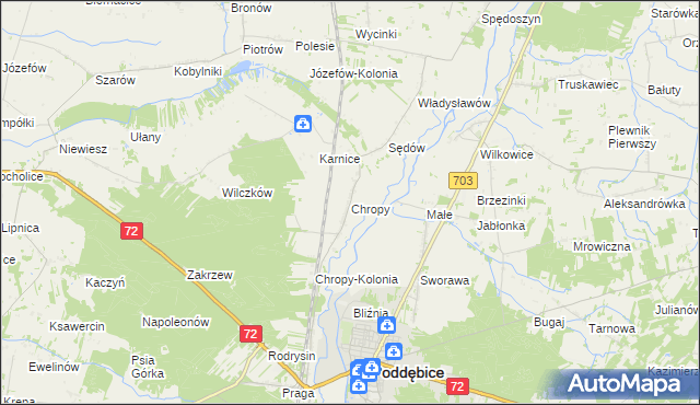 mapa Chropy, Chropy na mapie Targeo