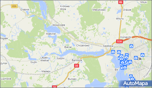 mapa Chrzanowo gmina Ełk, Chrzanowo gmina Ełk na mapie Targeo