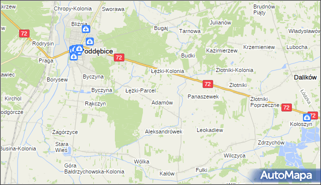 mapa Ciężków gmina Poddębice, Ciężków gmina Poddębice na mapie Targeo