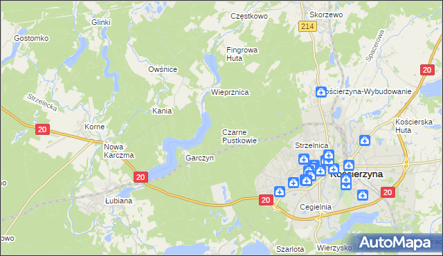 mapa Czarne Pustkowie, Czarne Pustkowie na mapie Targeo