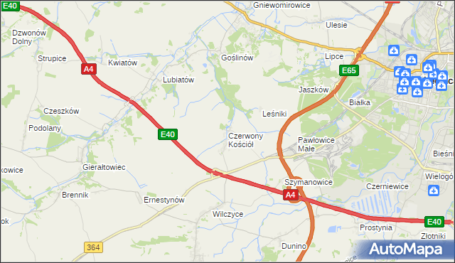 mapa Czerwony Kościół, Czerwony Kościół na mapie Targeo