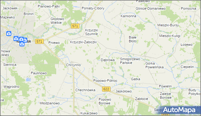 mapa Dąbrowa gmina Nasielsk, Dąbrowa gmina Nasielsk na mapie Targeo