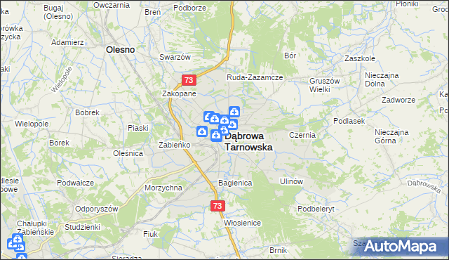 mapa Dąbrowa Tarnowska, Dąbrowa Tarnowska na mapie Targeo