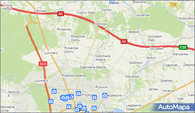 mapa Dąbrówka-Strumiany, Dąbrówka-Strumiany na mapie Targeo