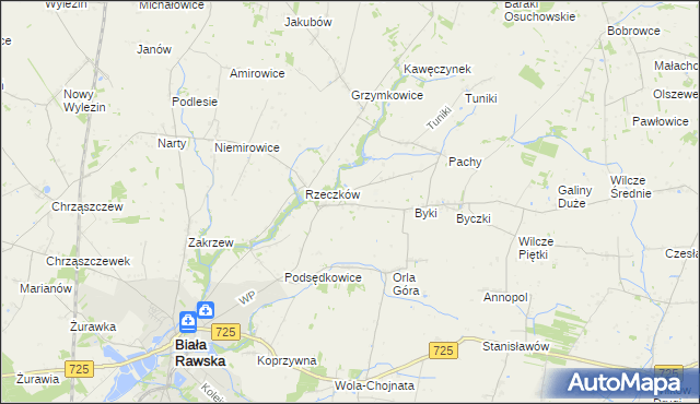 mapa Dańków gmina Biała Rawska, Dańków gmina Biała Rawska na mapie Targeo