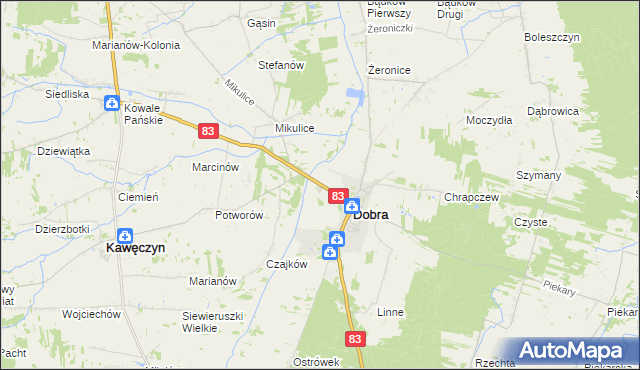 mapa Długa Wieś gmina Dobra, Długa Wieś gmina Dobra na mapie Targeo