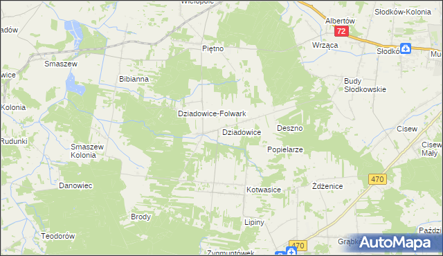 mapa Dziadowice, Dziadowice na mapie Targeo